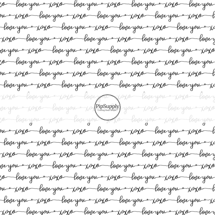 Calligraphy love you words in black on white bow strips