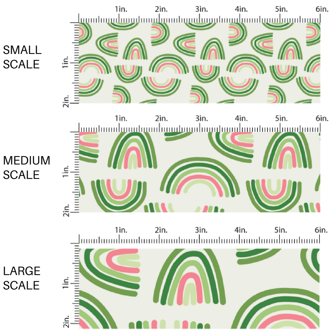 Light green fabric by the yard scaled image guide with green and pink rainbows 