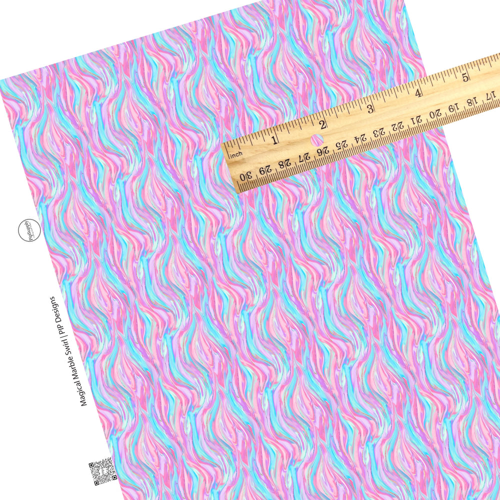 Pastel marble swirl abstract design faux leather sheet.