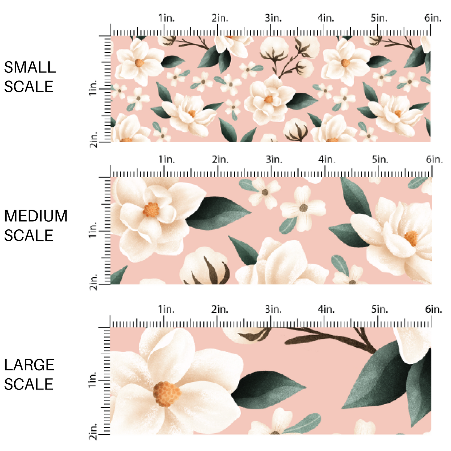 Peach, pink, and green flowers, peaches, dots, and gators on high quality fabric adaptable for all your crafting needs. Make cute baby headwraps, fun girl hairbows, knotted headbands for adults or kids, clothing, and more!