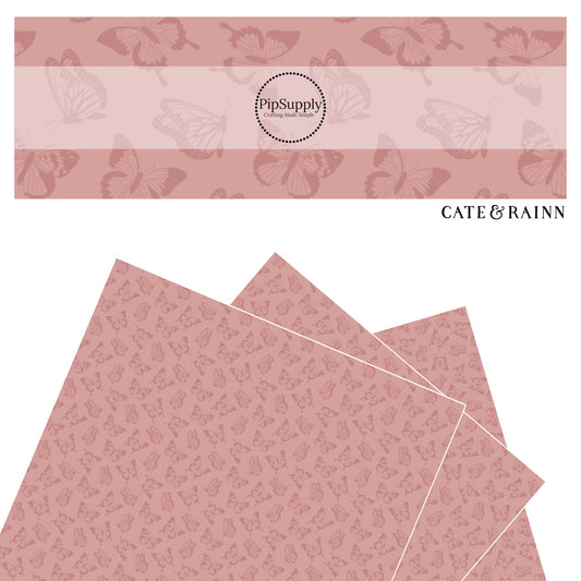 Mauve butterfly assortment faux leather sheet.
