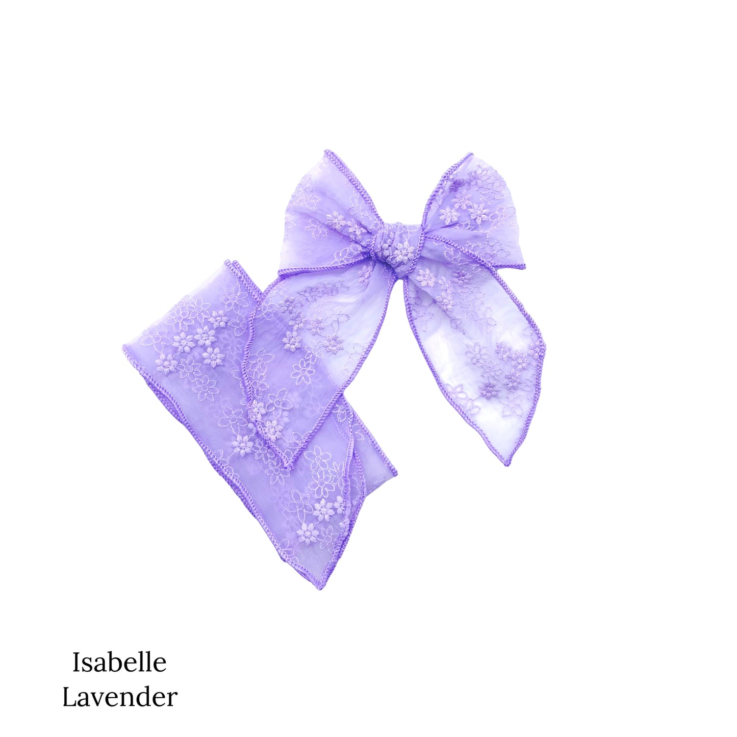 Meadow floral organza bow strips. Lavender colored serger bow strip.