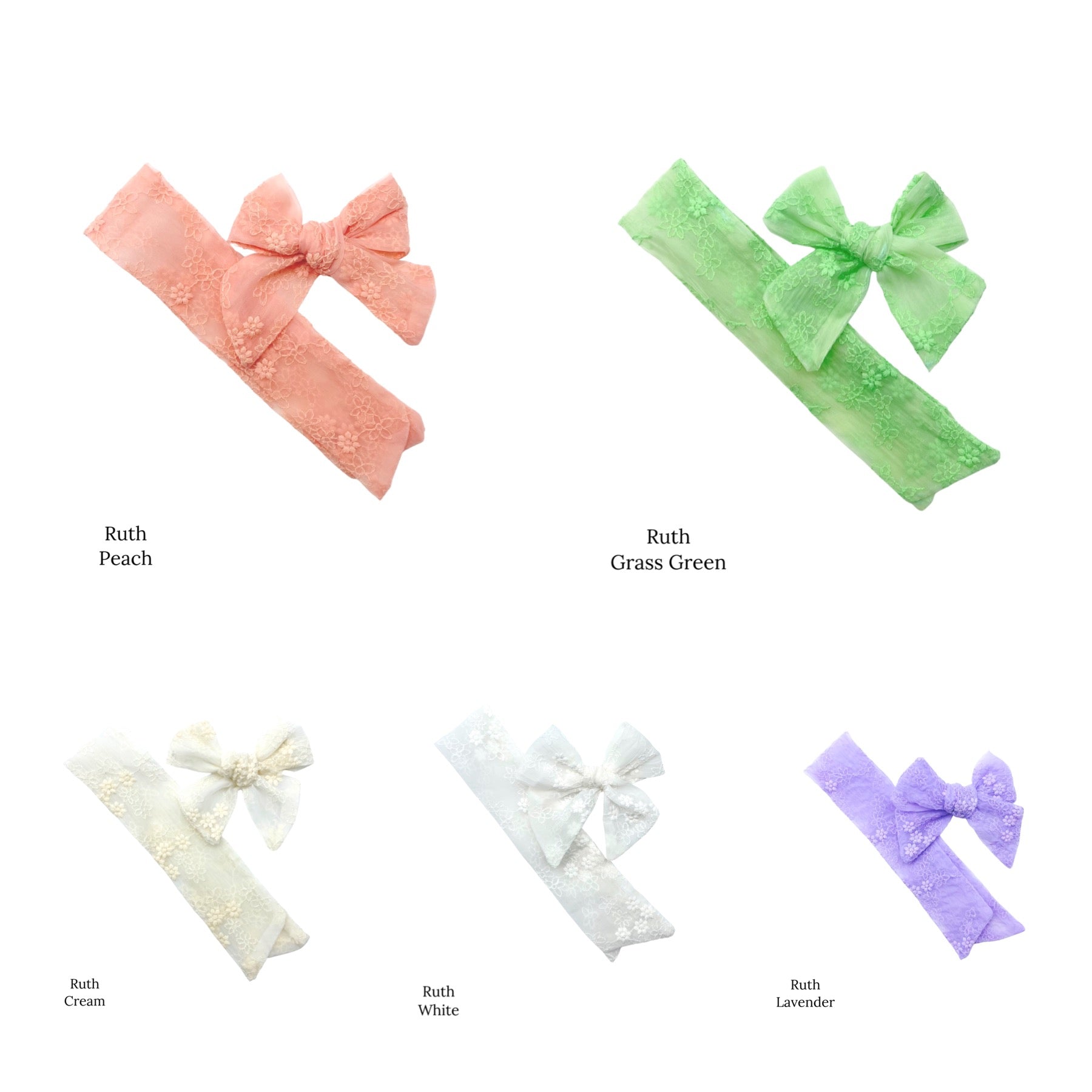 Meadow floral organza bow strips. Sailor style bow strips.