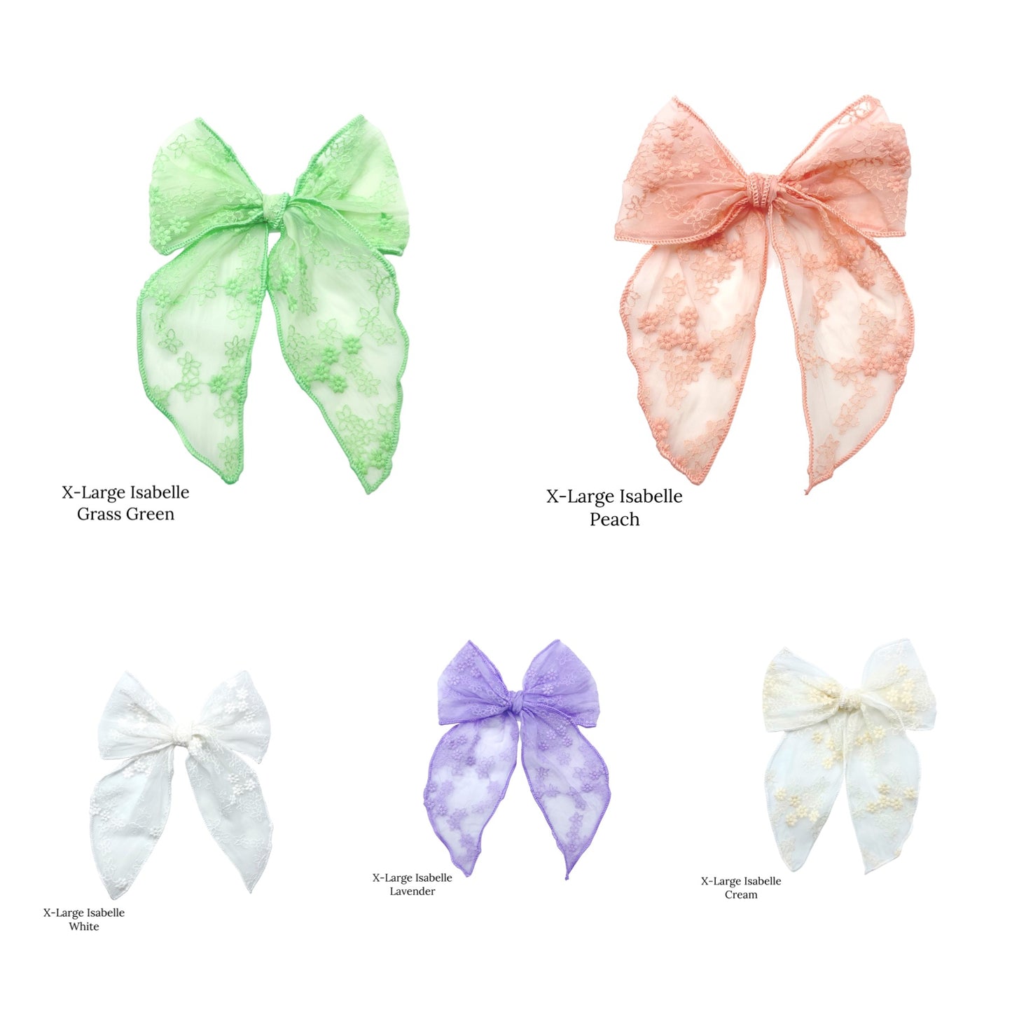 Meadow floral organza bow strips. X-larger serger style bow strips.