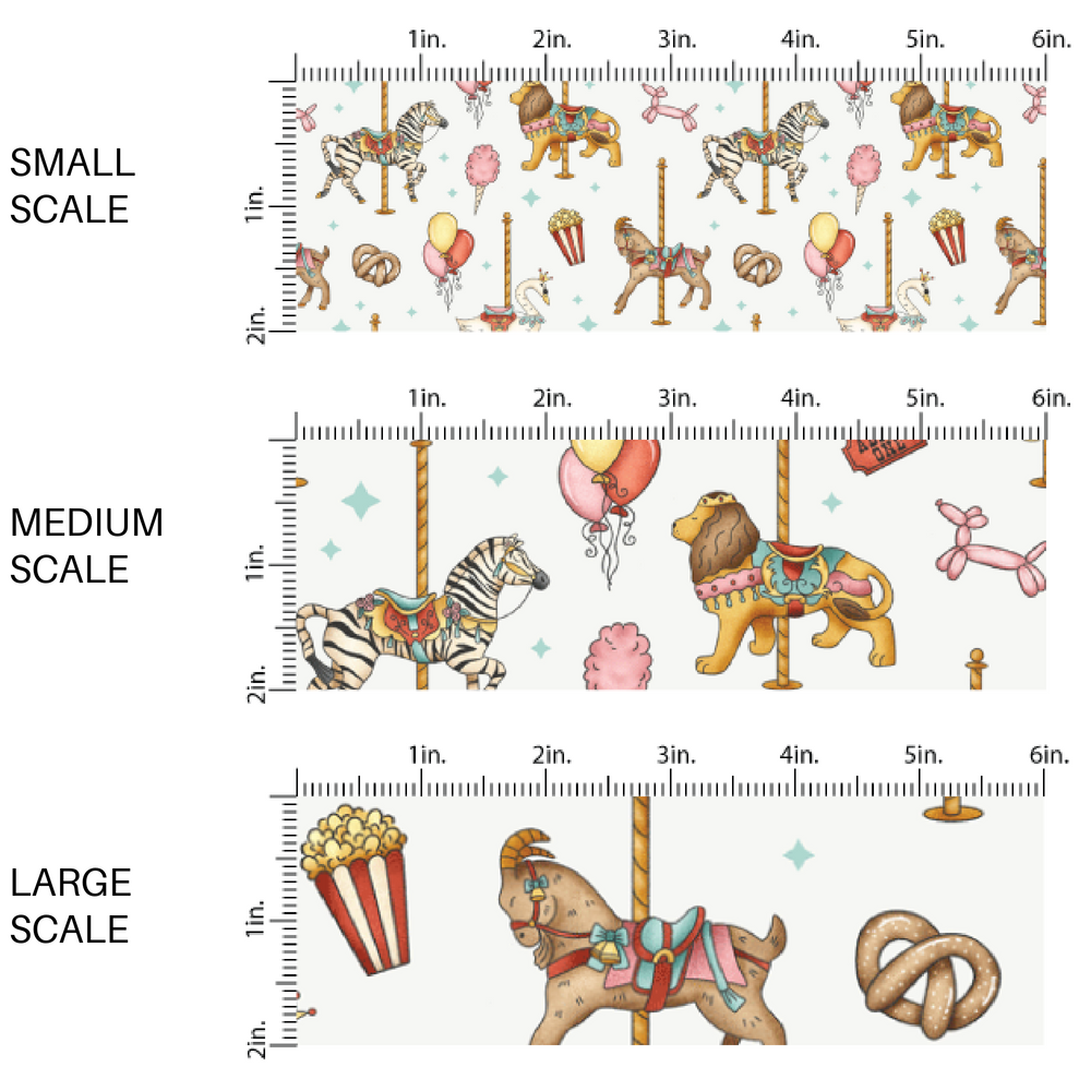 Cream fabric by the yard scaled image guide with carousel rides and fair food.