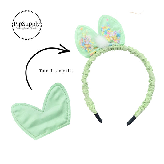 Light Green Bunny Ear Shaker Bow - Easter Bow - Easter DIY Headband 