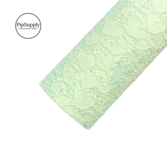 Mint green lace with chunky glitter sheets