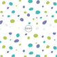 white fabric by the yard with blue, purple, and green dots
