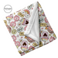 Pastel spring floral and rainbow mouse ear soft minky blanket.