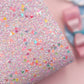 mouse inspired sequin faux leather sheet with pastel color chunky glitter