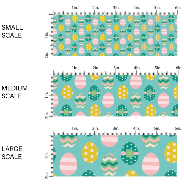 aqua fabric by the yard scaled image guide with yellow, pink, and aqua Easter eggs