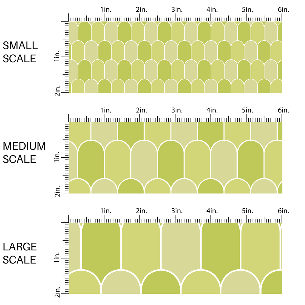 White arches on lime green fabric scaling image