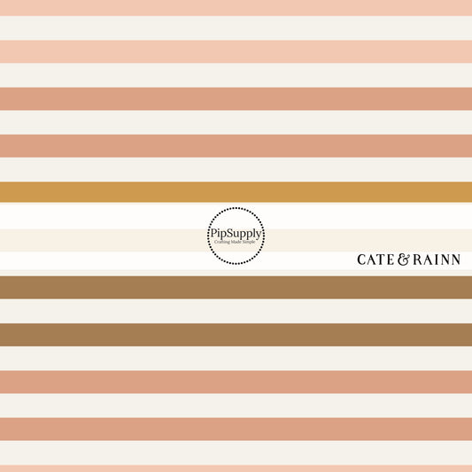 Neutral colored stripes on cream fabric by the yard