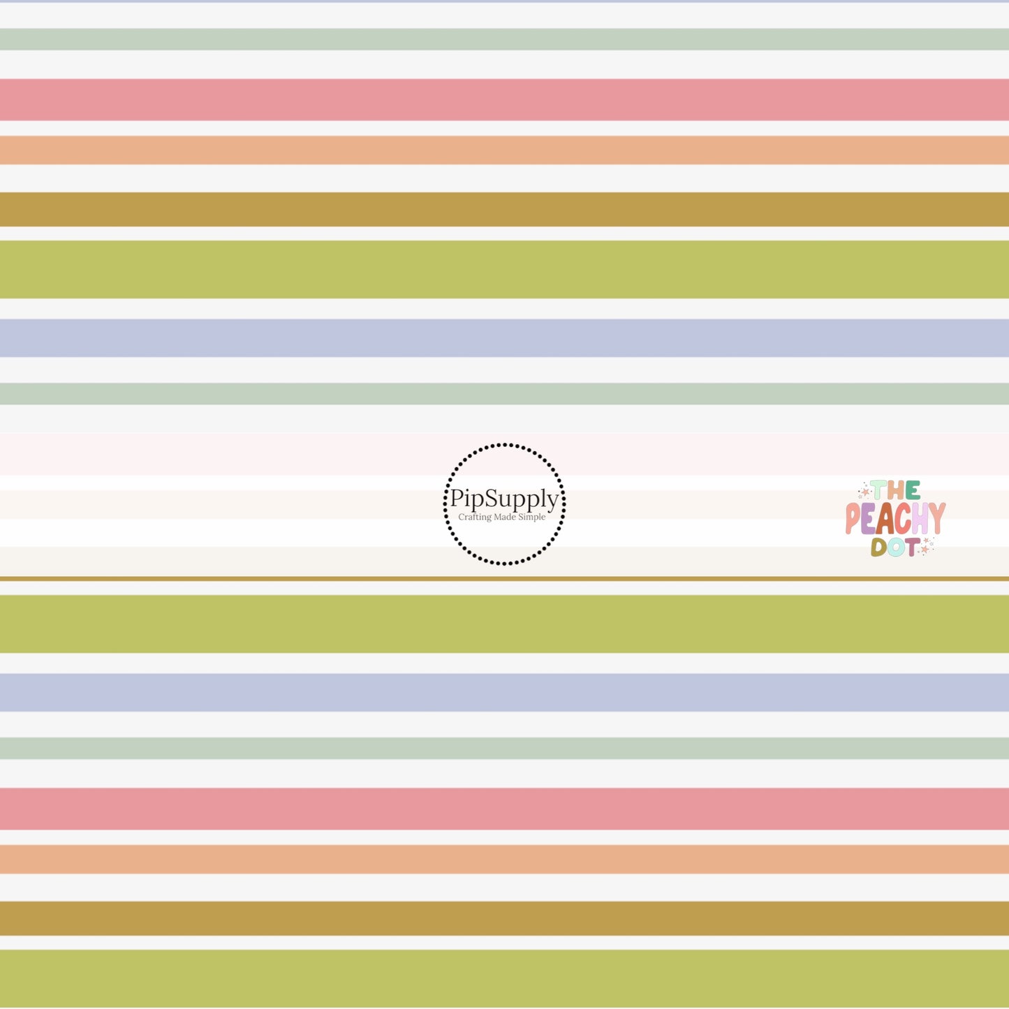Green, blue, orange, pink, and brown striped fabric by the yard