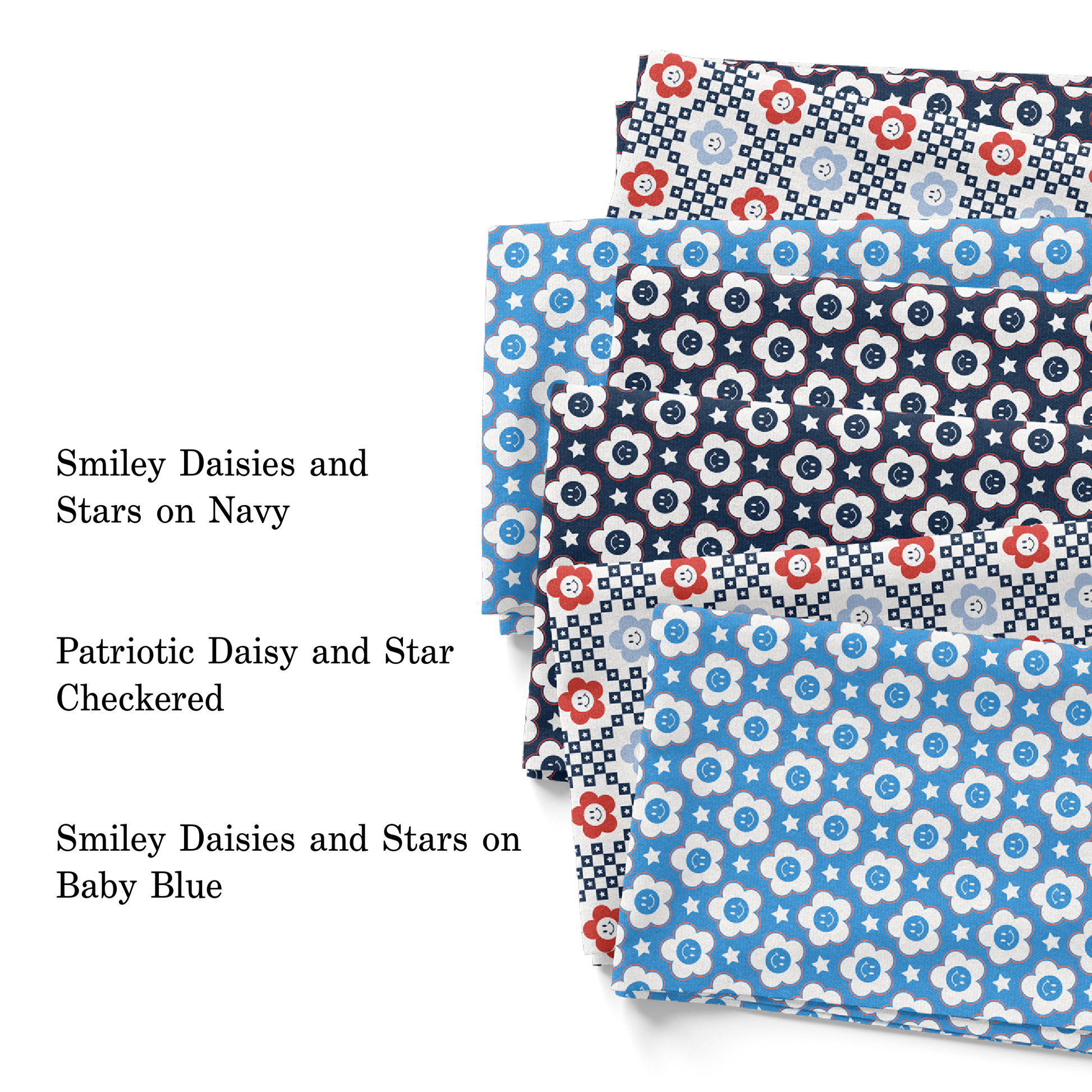 Muse Bloom Patriotic Smiley Face Patterned Fabrics by the Yard 