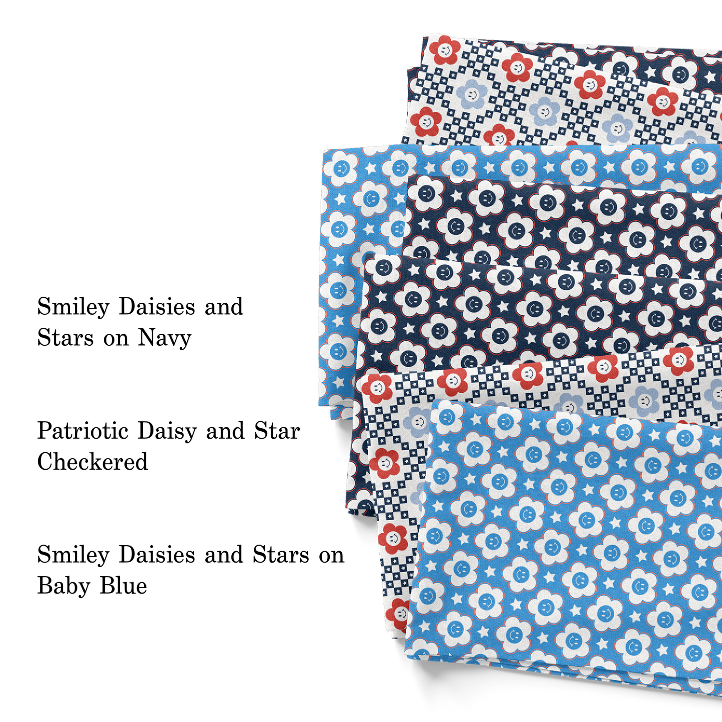 Muse Bloom Patriotic Smiley Face Fabric by the Yard 