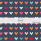 Navy blue fabric by the yard with pink, orange, and blue hearts -Valentines day fabric by the yard 
