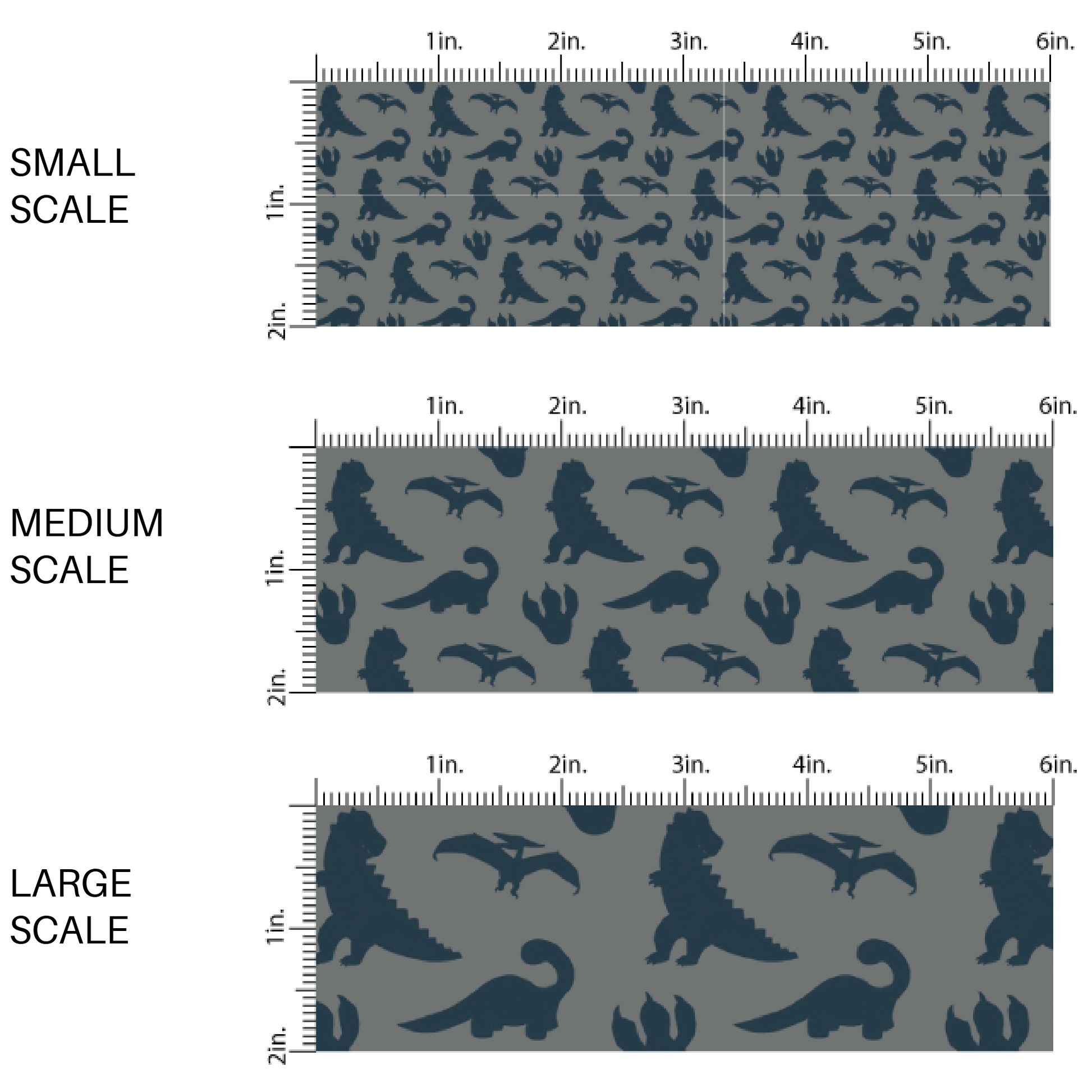 Navy blue dinosaur silhouettes on dark gray fabric by the yard scaled image guide