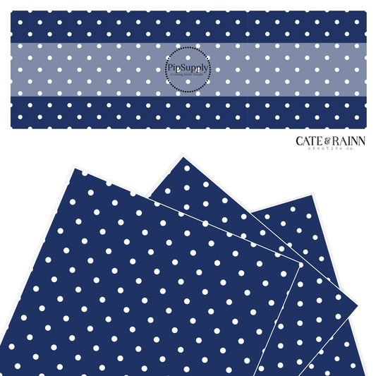 Solid Navy with white polka dot faux leather sheet.