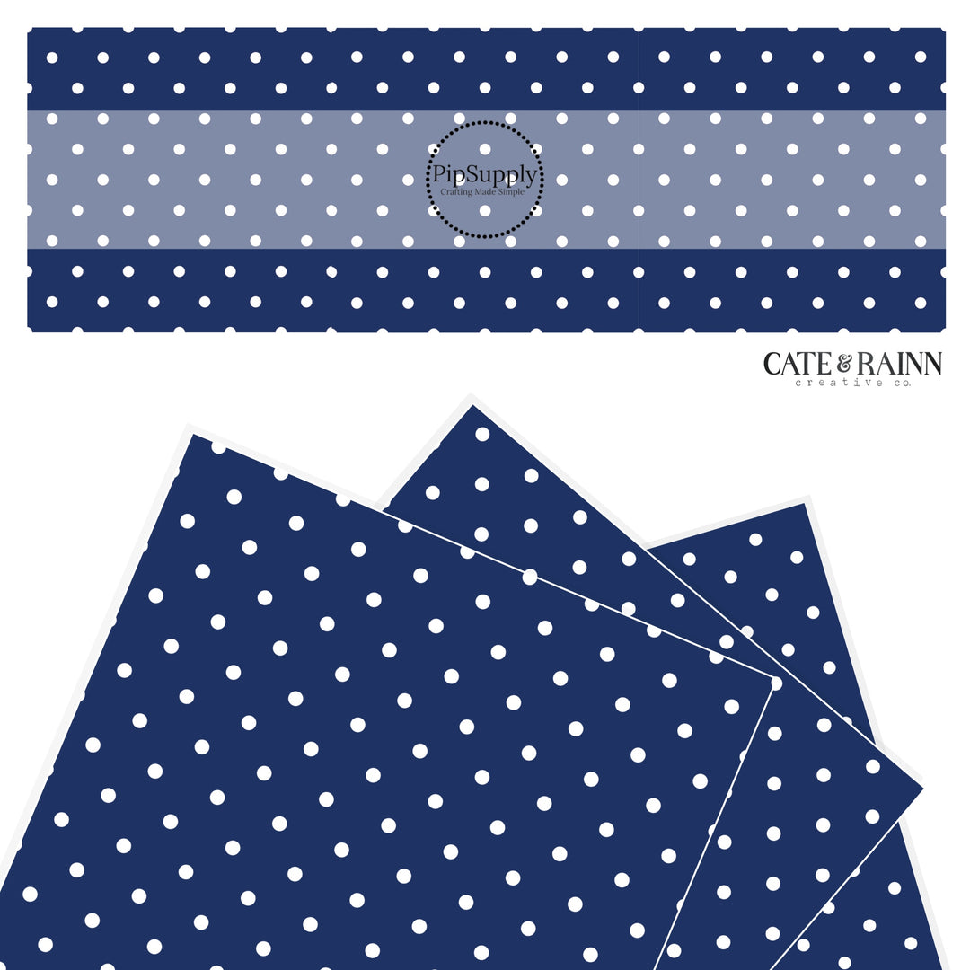 Solid Navy with white polka dot faux leather sheet.