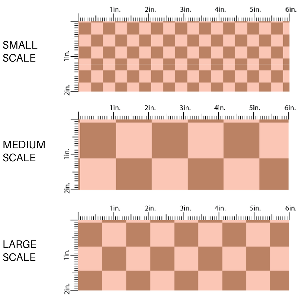 Peach and Brown Checkered Fabric By The Yard scaled image guide