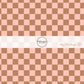 Peach and Brown Checkered Fabric By The Yard