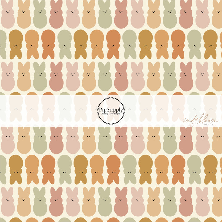 Cream fabric by the yard with neutral colored Bunnies.