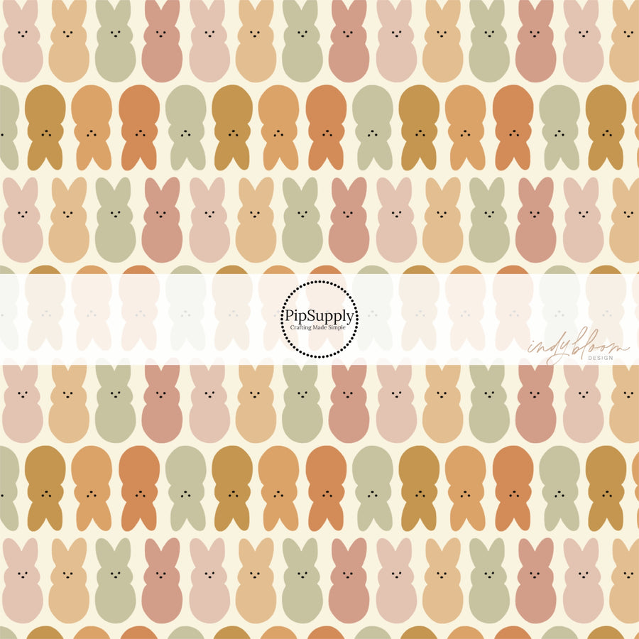 Cream fabric by the yard with neutral colored Bunnies.