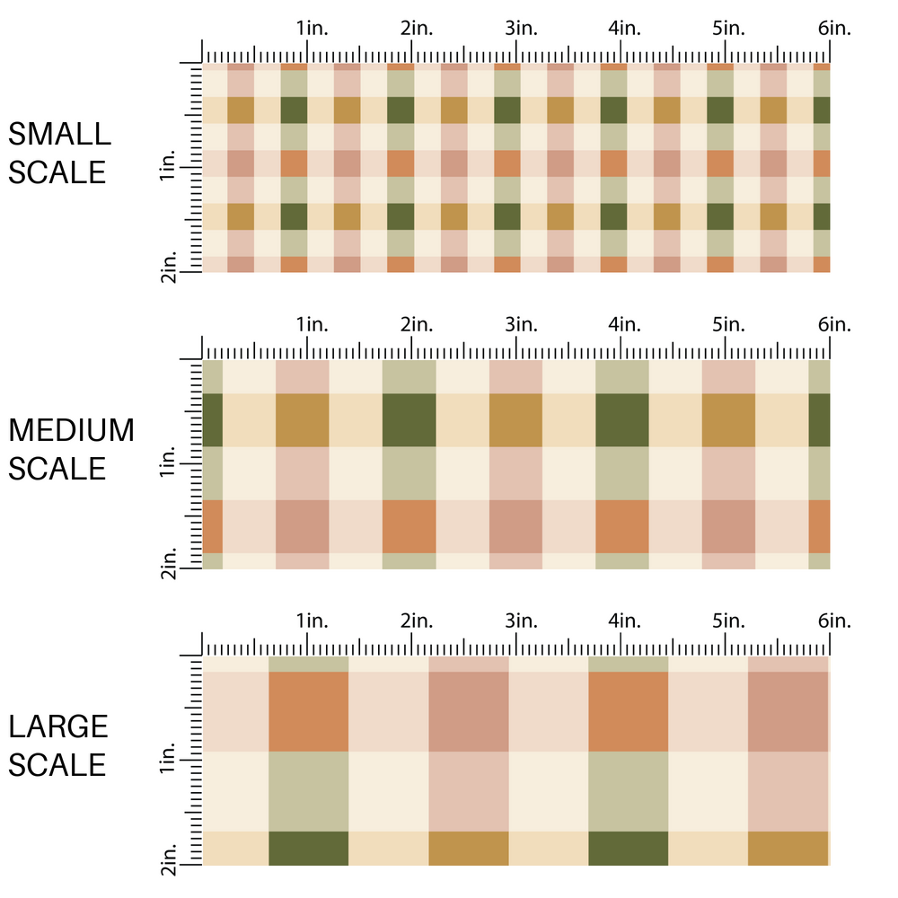 Earth toned gingham plaid fabric by the yard scaled image guide