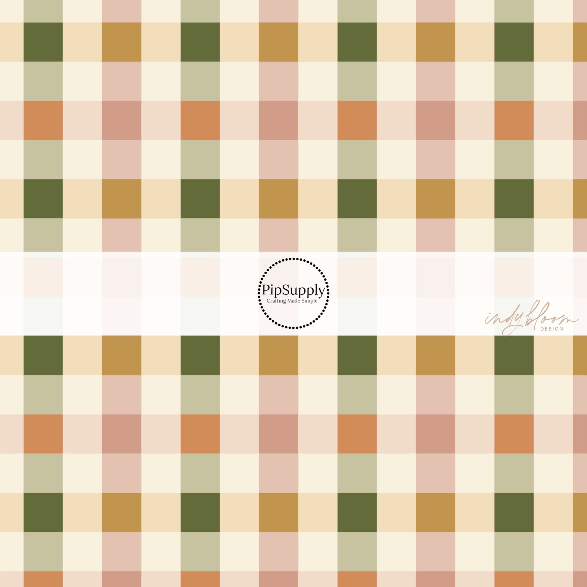 Earth toned gingham plaid fabric by the yard