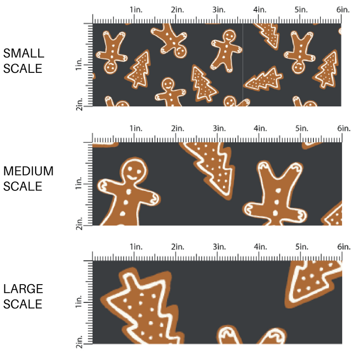 Black fabric image guide with gingerbread men and trees 