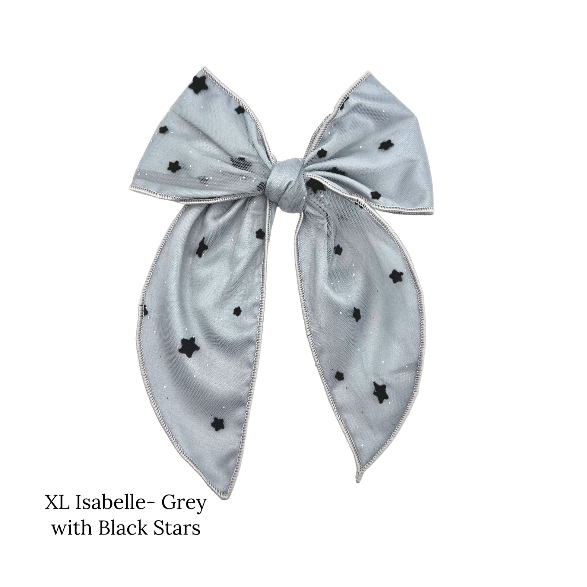 Large Grey Tulle bow ith black stars