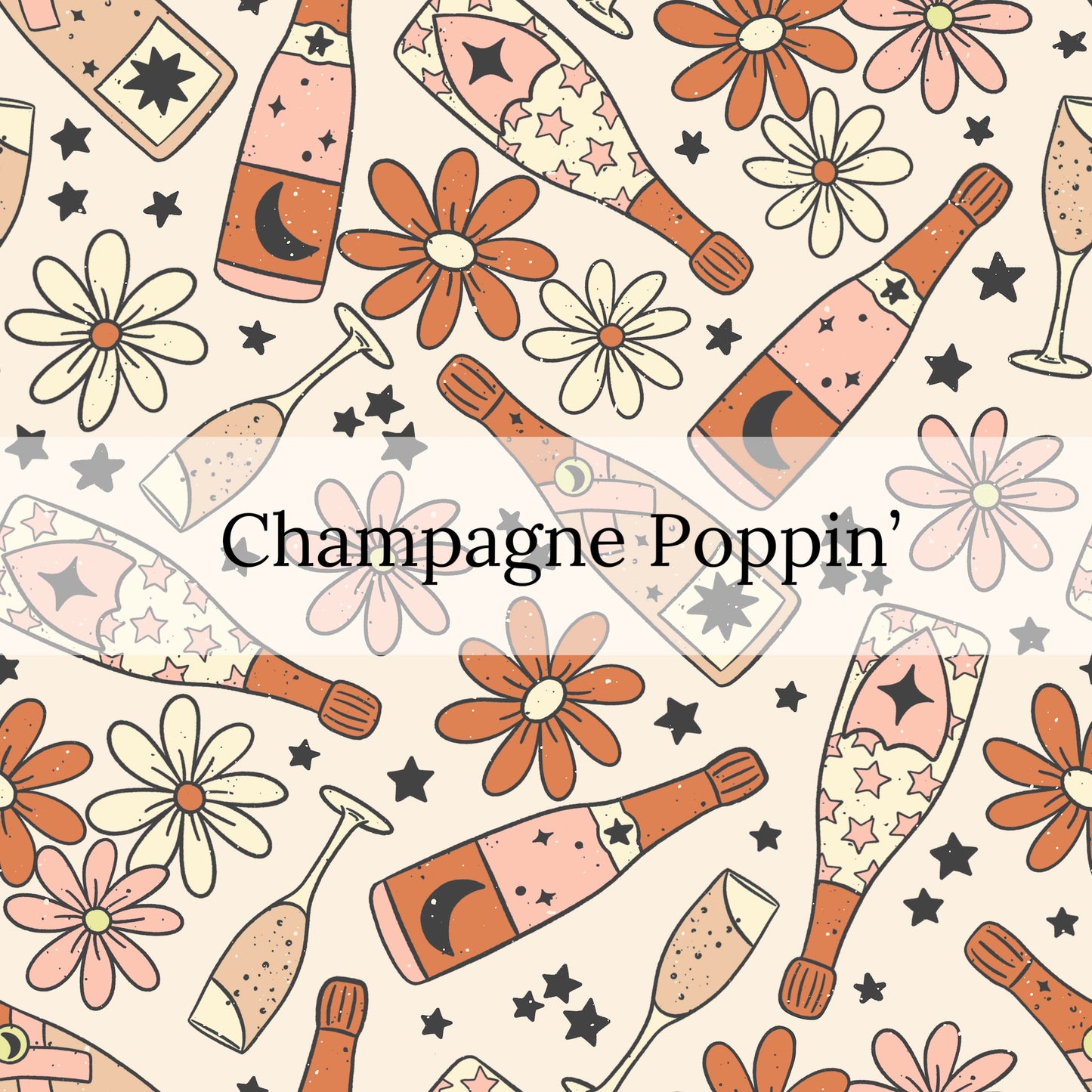 illustration of champagne bottles on a cream colored background