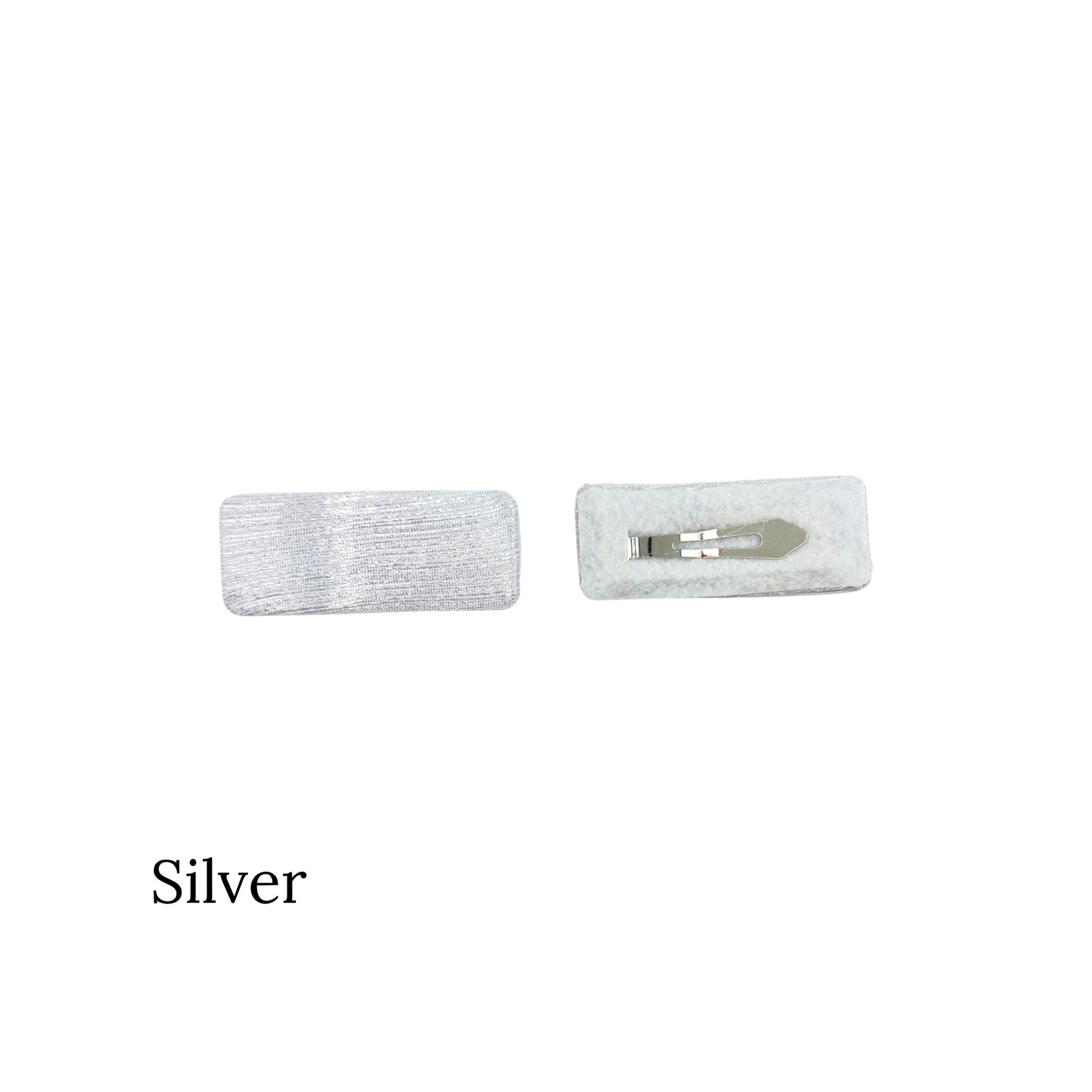 Silver shimmer clip on a white background