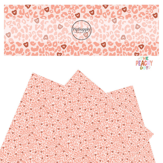 Red leopard hearts with pink spots on nude faux leather sheets