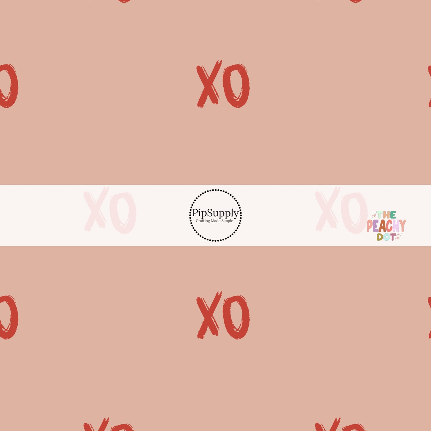 Neutral fabric swatch with red "XOs" print pattern - Fabric by the Yard - Valentine's Day Fabric Pattern 