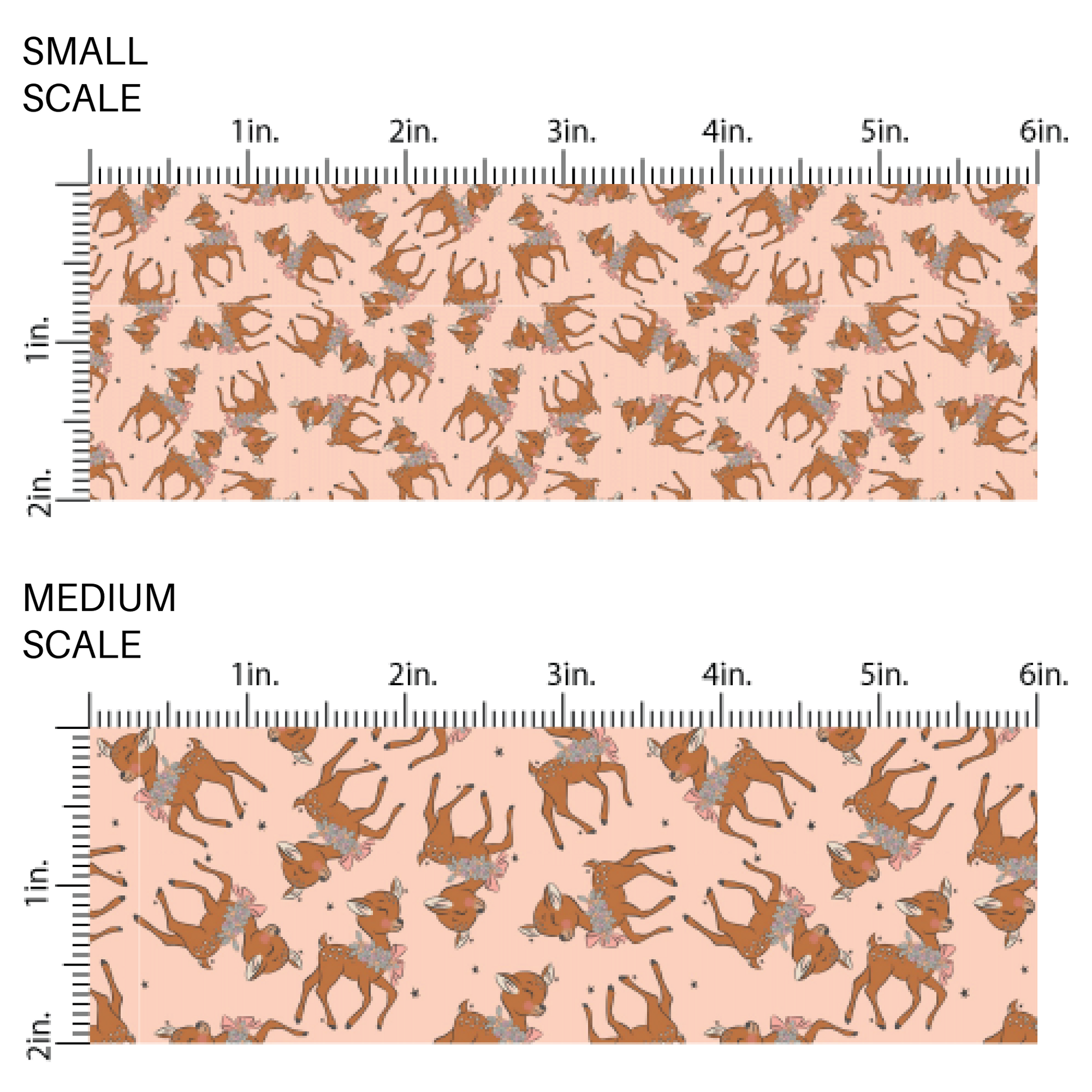 Santas reindeers scaled on a ruler with a pink background