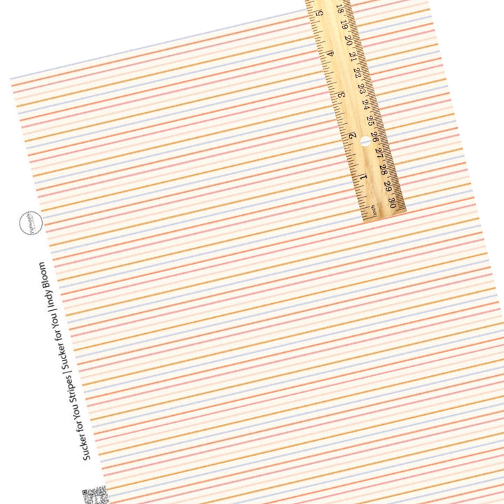 pastel valentine stripe faux leather sheet with orange blue and pink stripes