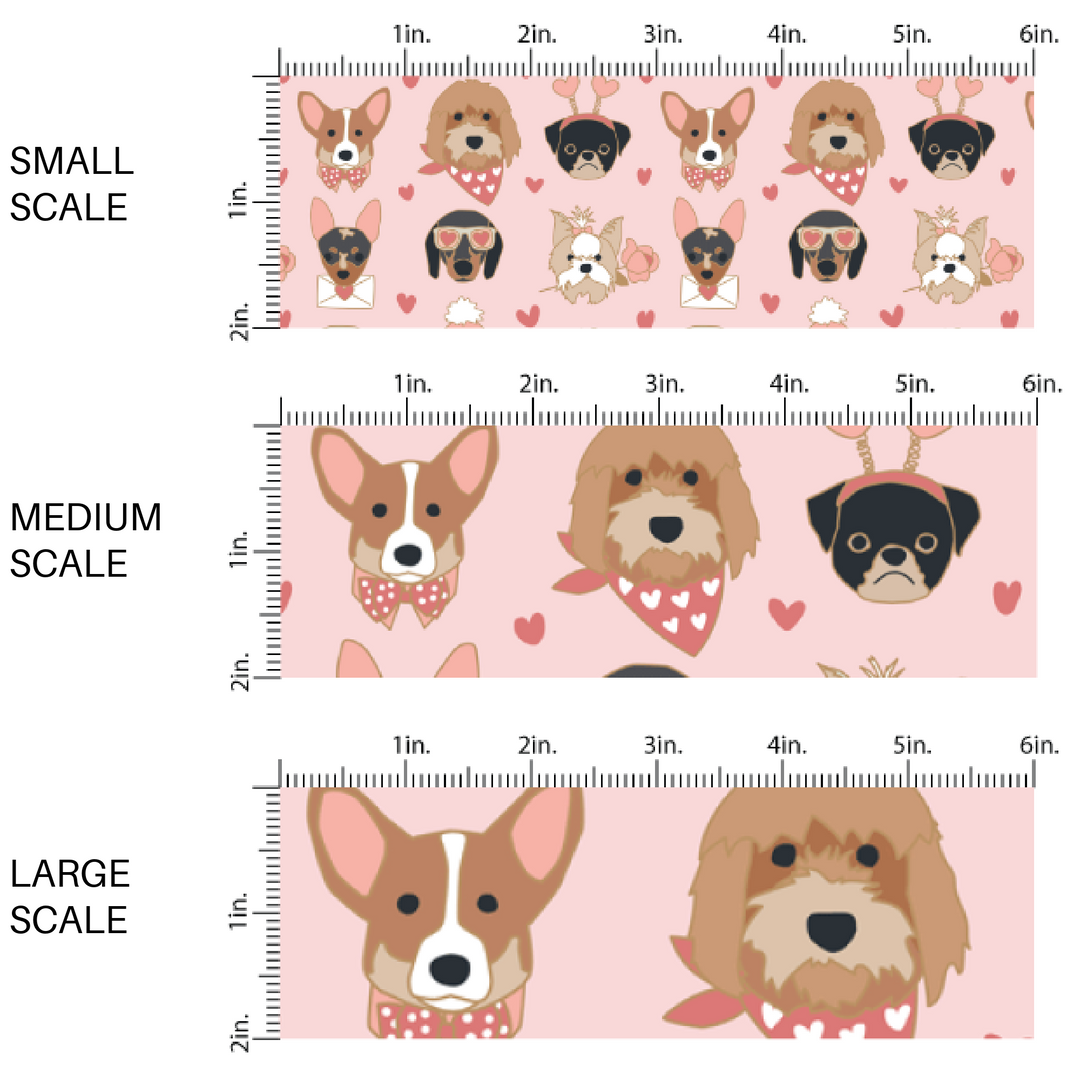 Valentine Fabric By The Yard | Pink Valentine's Pups | Valentine's Friends