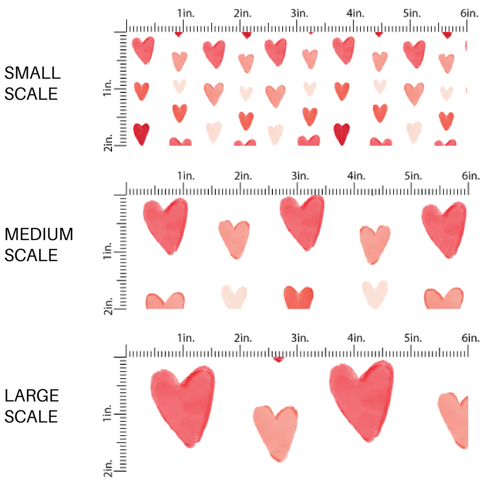 Valentine White fabric with red and pink hearts image guide