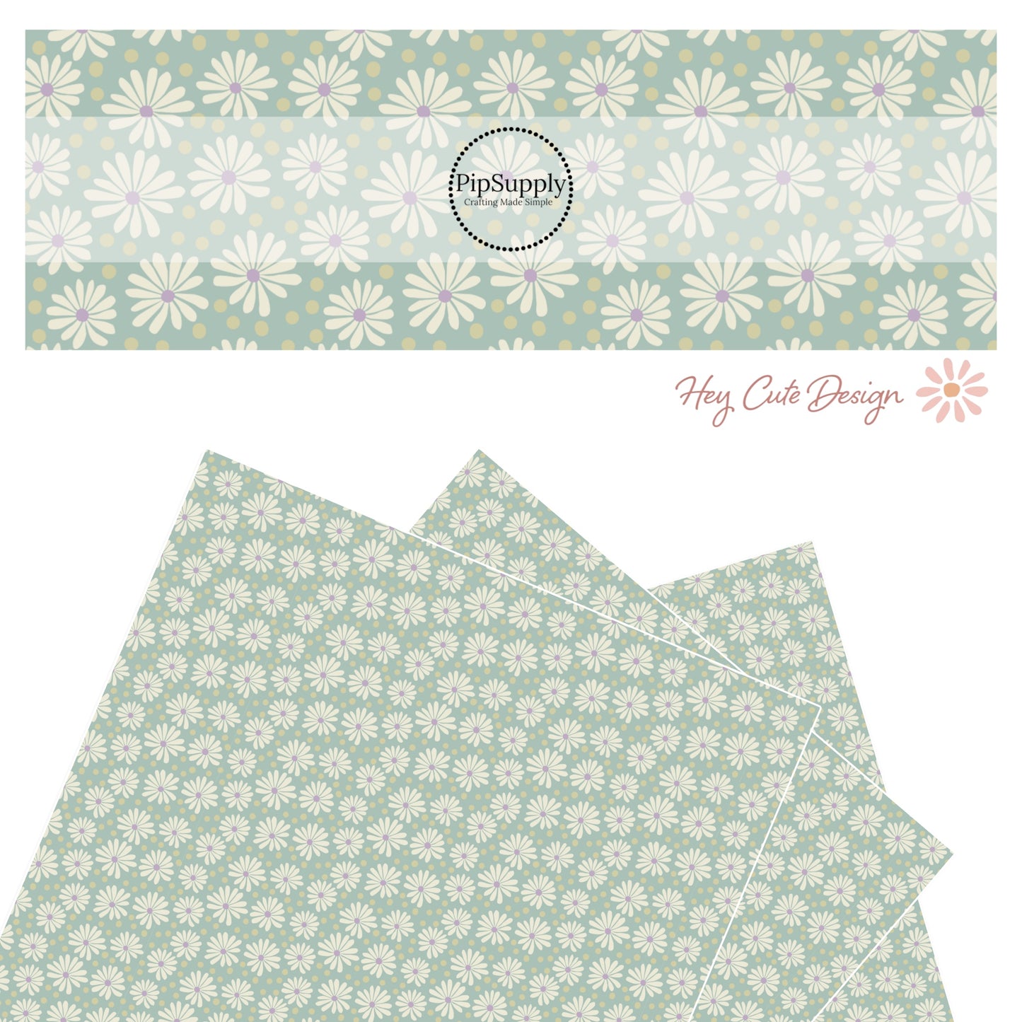 Mint green sheet with pastel daises faux leather sheets.