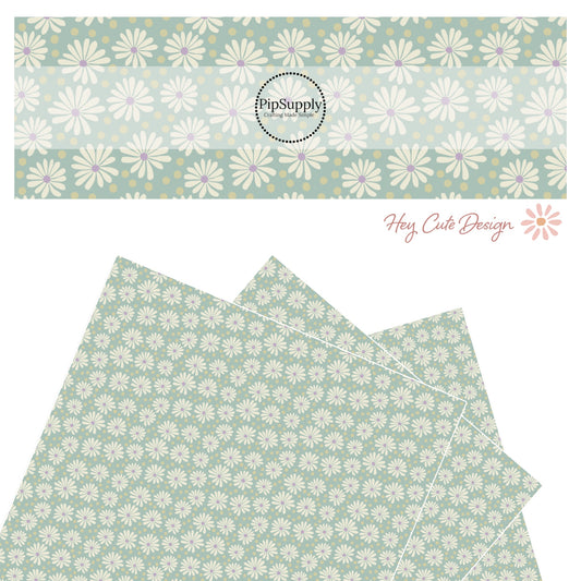 Mint green sheet with pastel daises faux leather sheets.