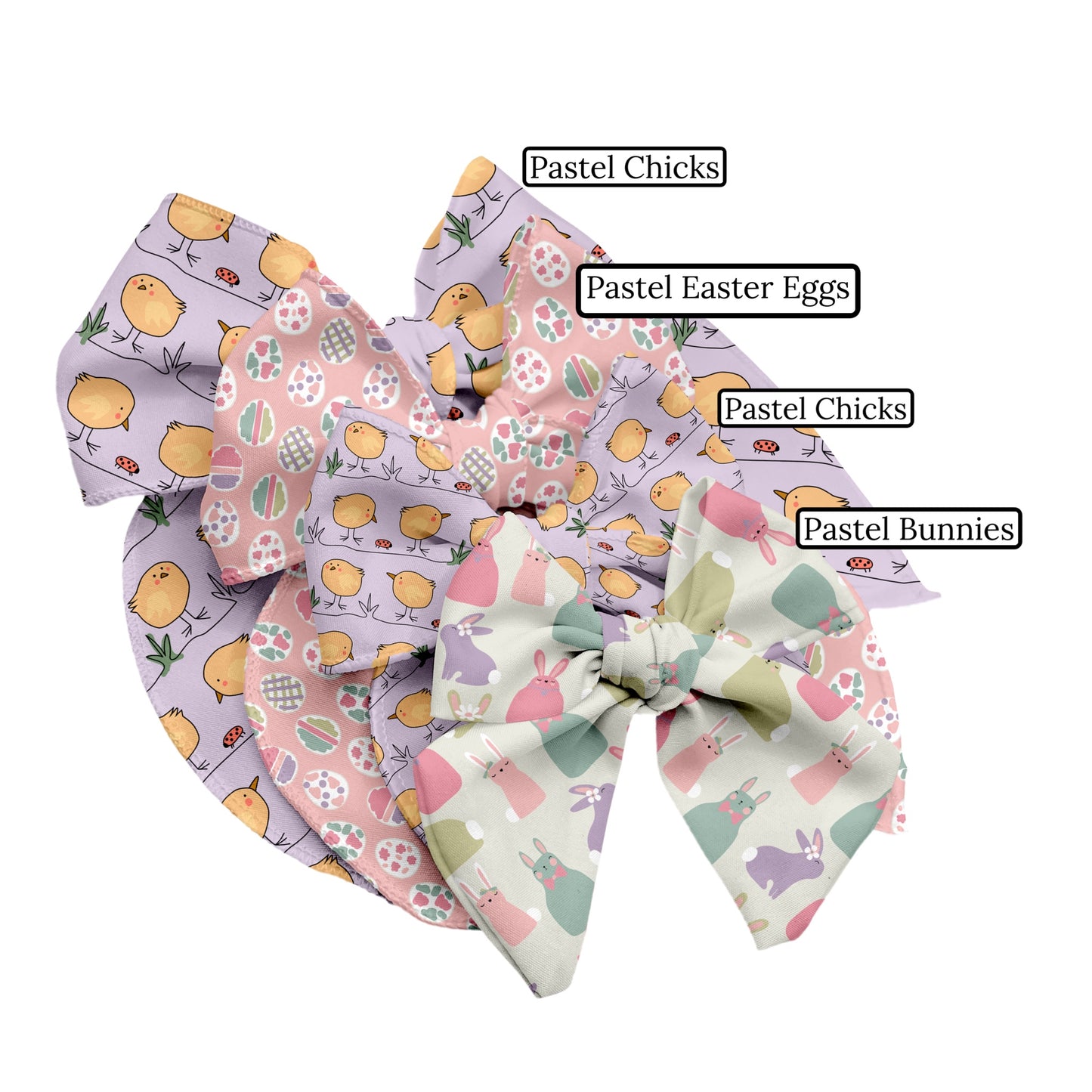 Pastel Chicks on Lavender Bow Strips