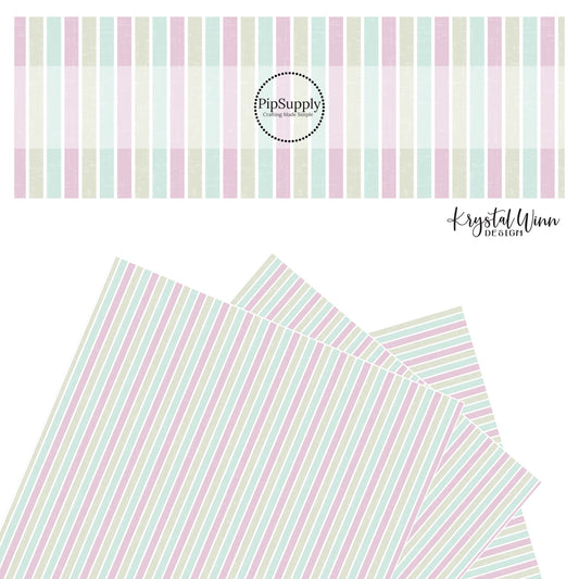 Pastel lavender, light, blue and light green stripes on a distressed faux leather sheet