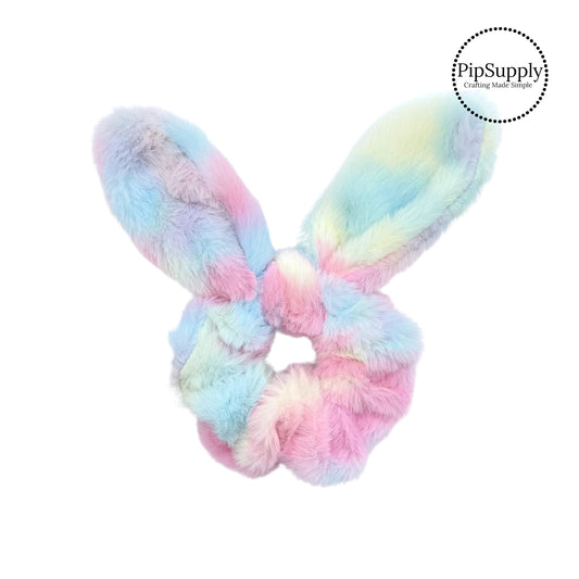 Pastel rainbow ombre bunny ear scrunchie