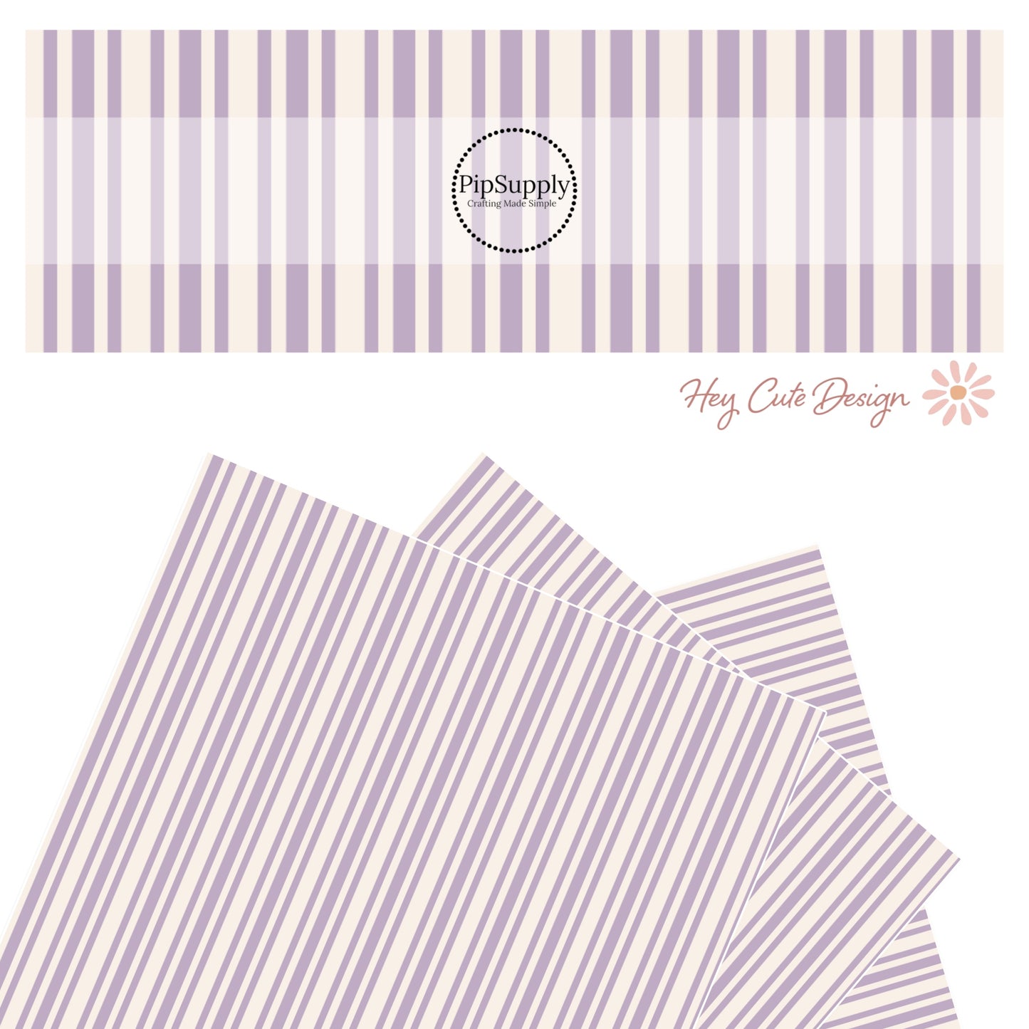 Cream and purple pastel ticking faux leather sheet.