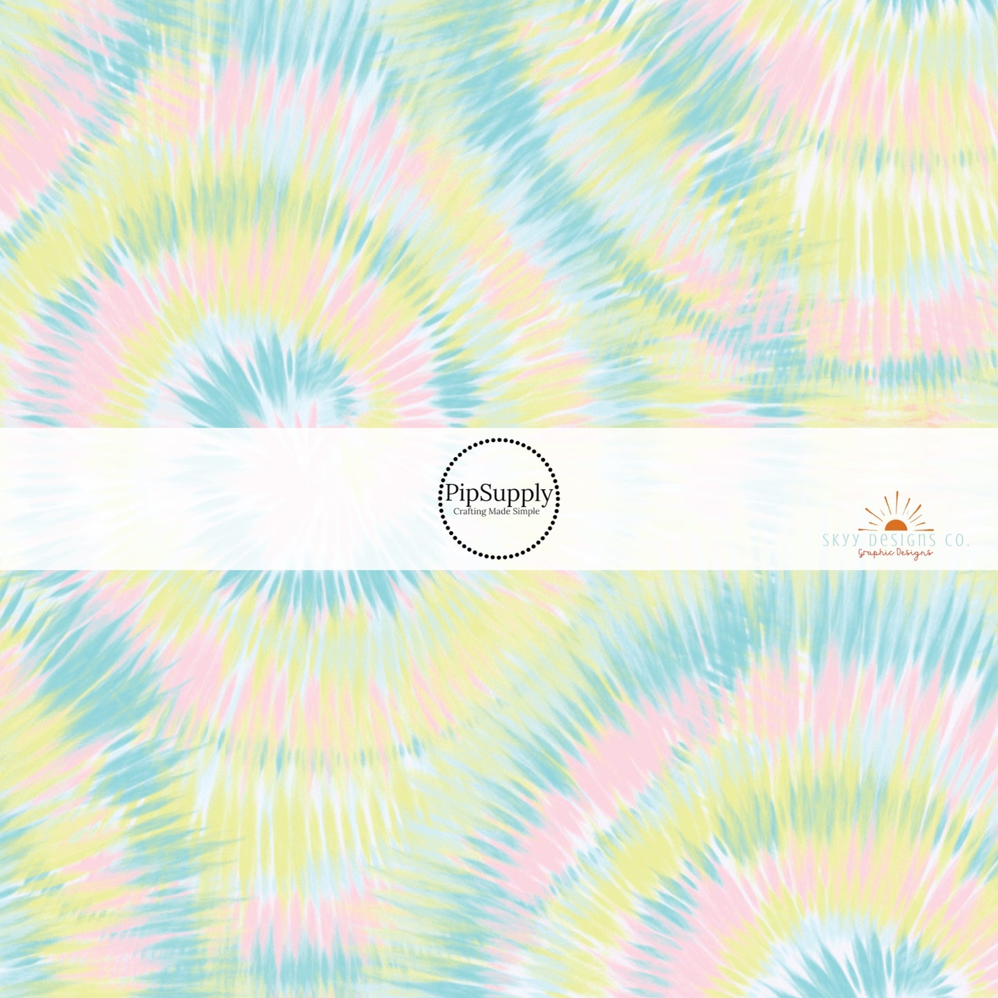 Yellow, pink and blue, Swirl pastel tie dye printed fabric by the yard.