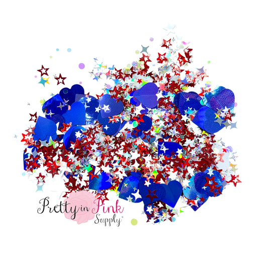 Patriotic Hearts | Confetti Loose Glitter