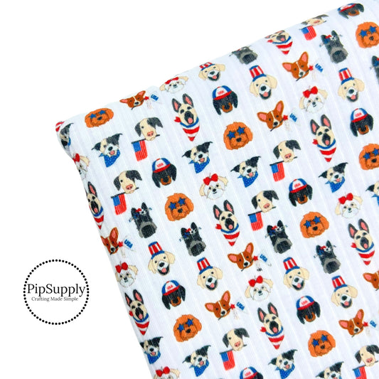 Patriotic Puppies | Hey Cute Design | Ribbed Fabric