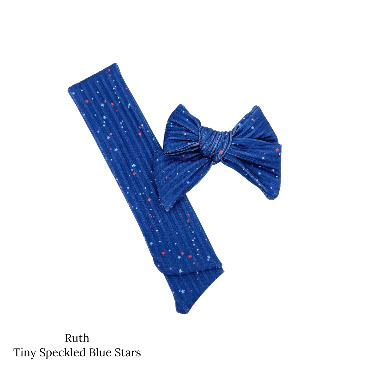 Tiny Speckled Blue Stars Ribbed Hair Bow Strips